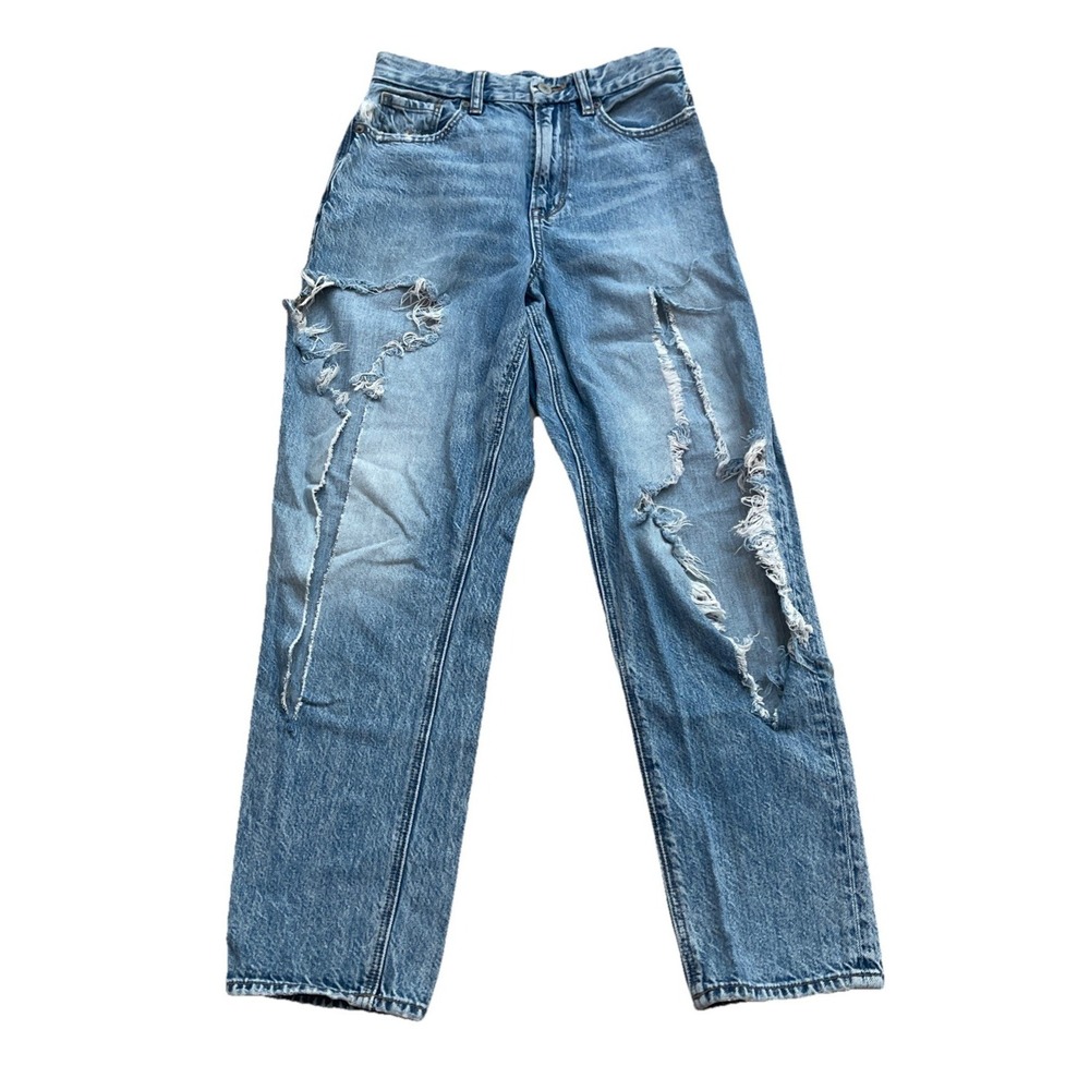 American Eagle Denim Jeans Curvy High Rise Distressed Blue Women's Size 2